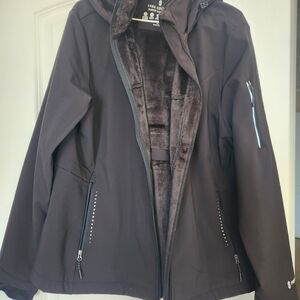 Free Country Super Softshell Women's Black Hooded Jacket